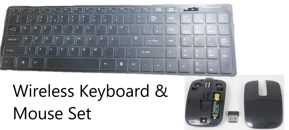 Black Wireless Keyboard with Num Pad & Mouse Set for Samsung UE50F6670 Smart TV
