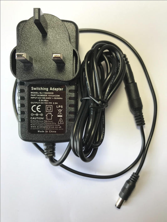 15V 1A/1.5A/2A Mains AC-DC Adaptor Power Supply Negative Centre Polarity 5.5mm