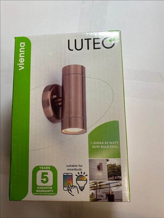 Lutec 5510815306 Copper Vienna Up/Down Light IP44 GU10 PIR for Smartbulb