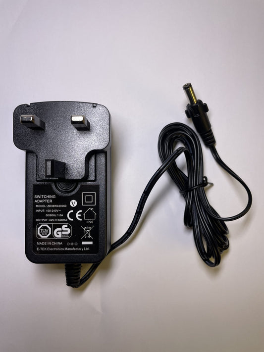 42V 600mA Switching Adapter ZD36W420060 Charger UK Plug