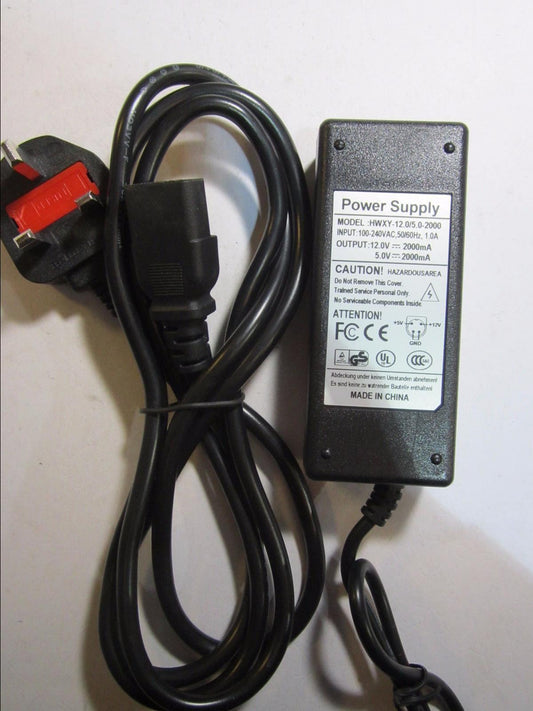 12.0V 12V 5.0V 5V 2000mA 2A 4 Pin DIN AC-DC Adaptor Power Supply + UK Plug Type2