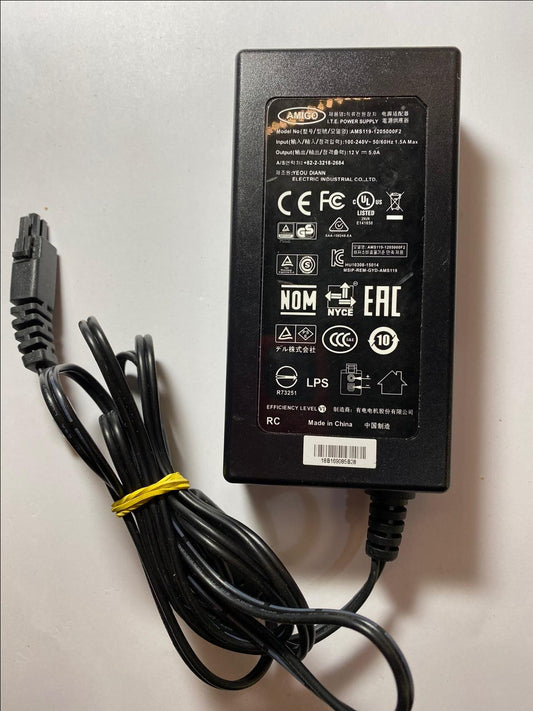 AMIGO ITE Power Supply model AMS119-1205000F2 12V 5.0A AC Adaptor