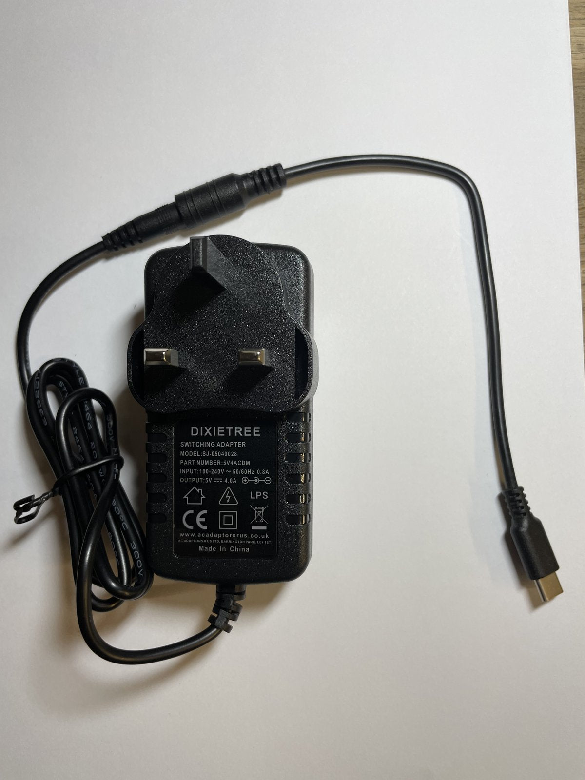 5V 4A AC-DC Switching Adaptor Power Supply with USBC USB-C Connector