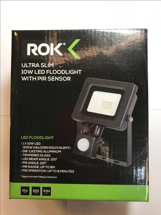ROK ULTRA SLIM 10W FLOODLIGHT WITH PIR SENSOR LED 100W IP44
