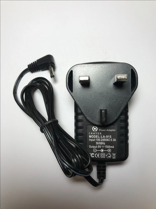 UK 9V 1.5A 1500mA AC-DC Switching Adaptor Power Supply LA-915 3.5mm x 1.3mm 90D