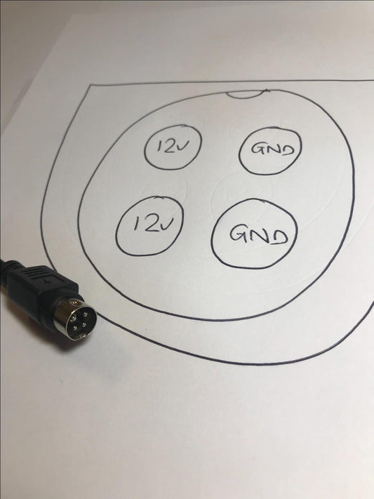 5.5mm x 2.1mm DC Socket Wire Lead to 4 PIN DIN BOTTOM 2 POSITIVE Voltage