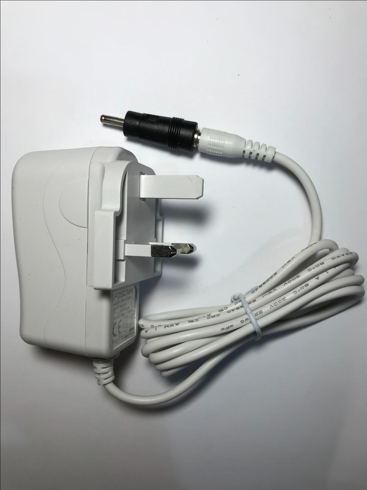 White 12V 1A 12.0V 1.0A Mains AC-DC Switching Adaptor Power Supply + 3.5mm TIP