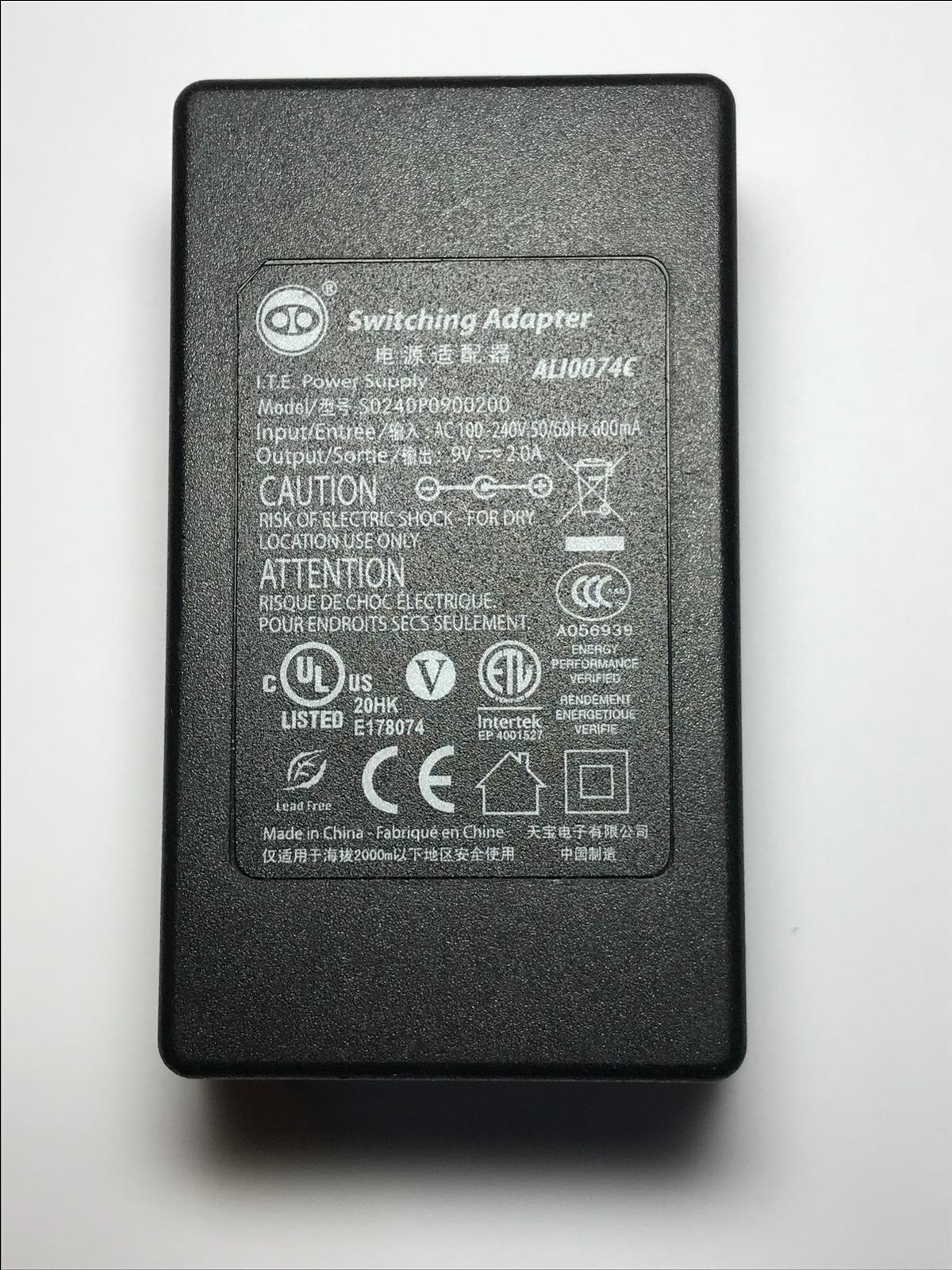 Genuine 9V 2.0A Switching Adapter ALI0074C S024DP0900200 for Card Machine