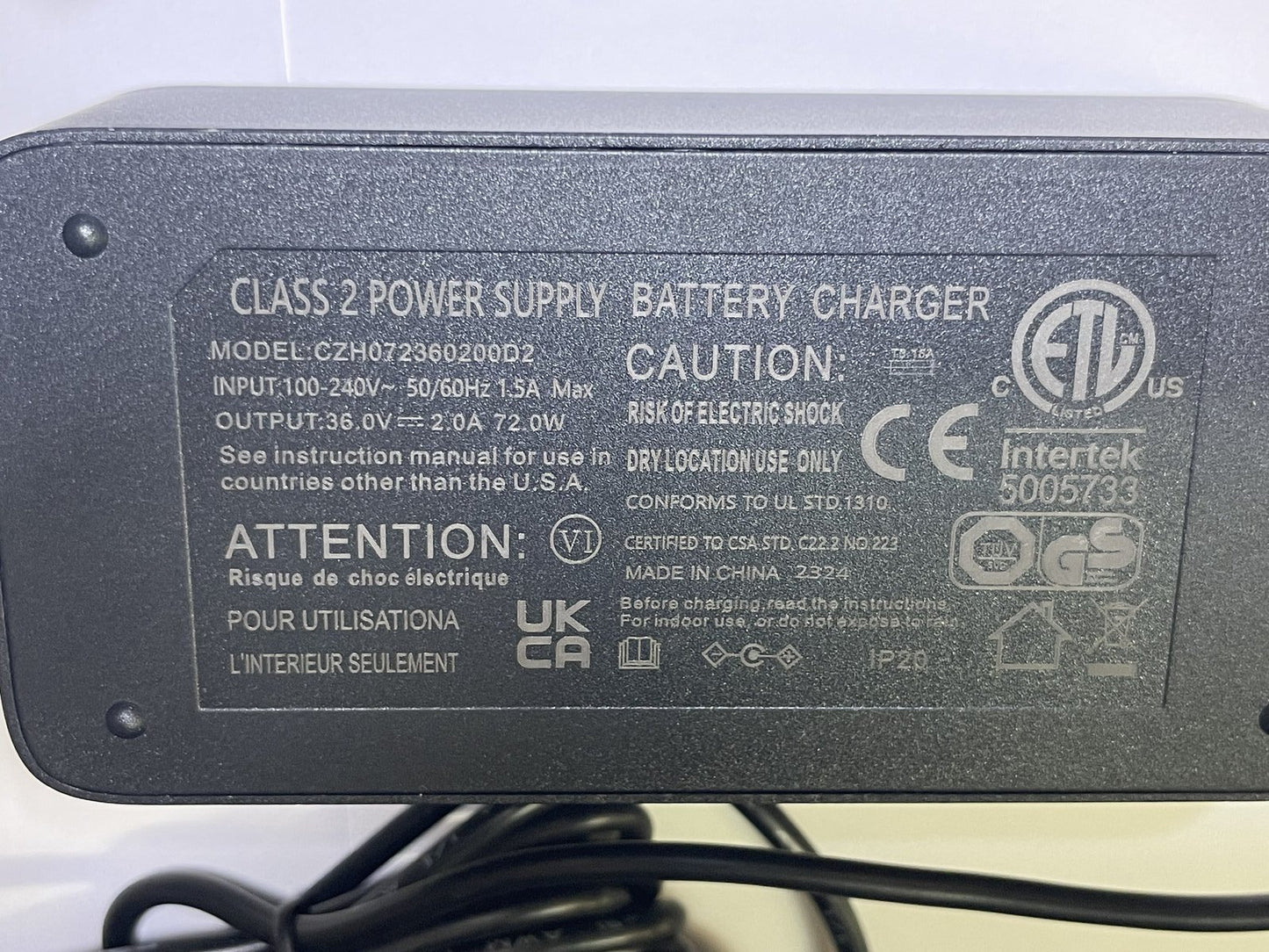 Replacement for 36V 2A LI-ION Battery Charger model SHC-8100LC KUNSHAN ST ELEC