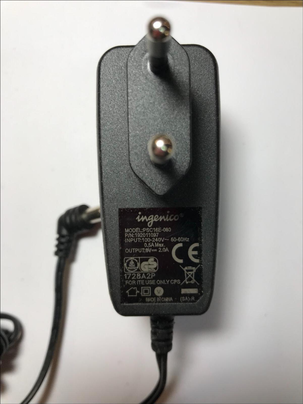 Genuine EU 8V 2.0A 2A Ingenico AC-DC Adaptor Power Supply PSC16E-080 192011097