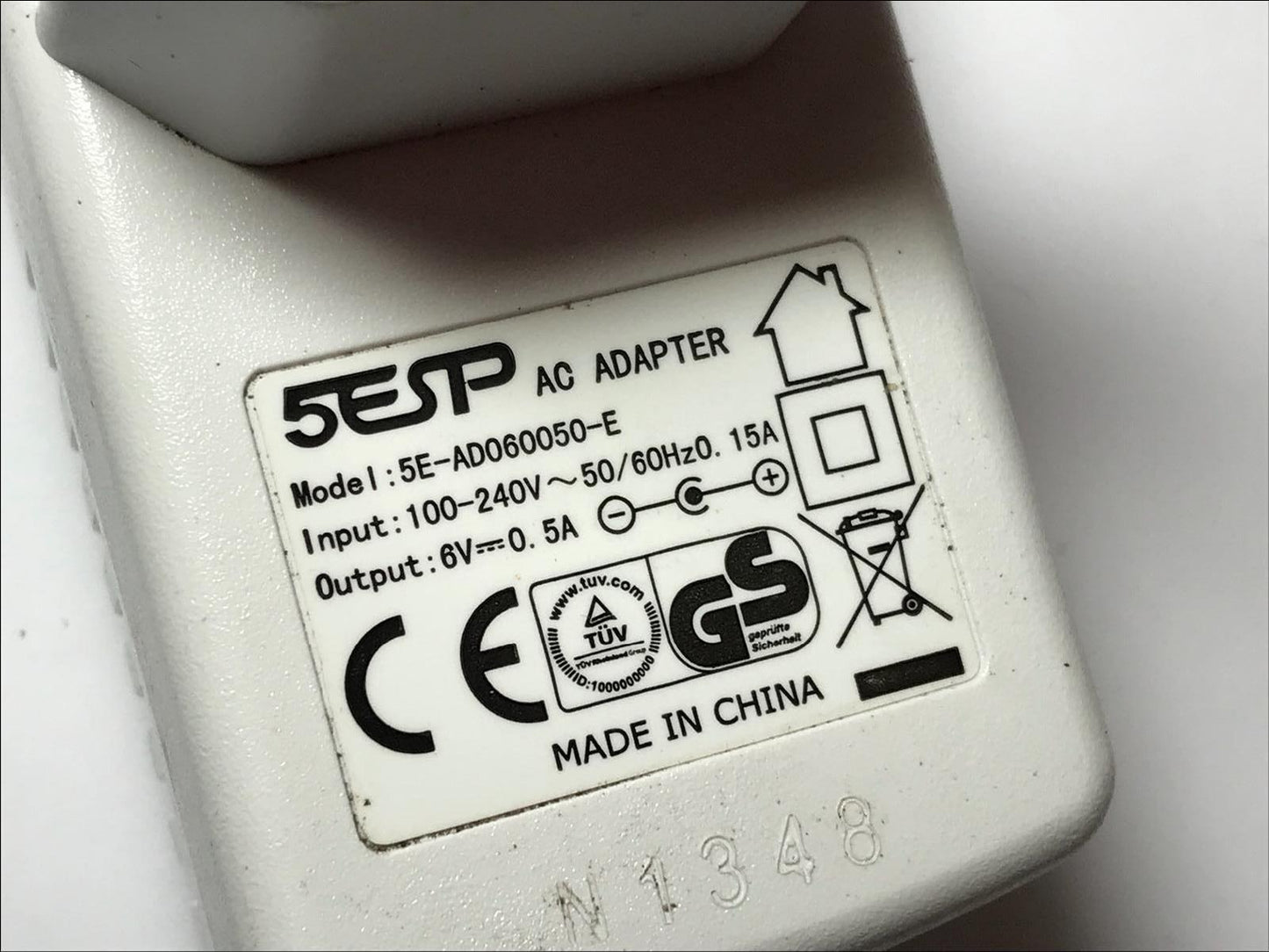 5ESP EU White 6V 0.5A AC ADAPTER Baby Camera Monitor Charger model 5E-AD060050-E