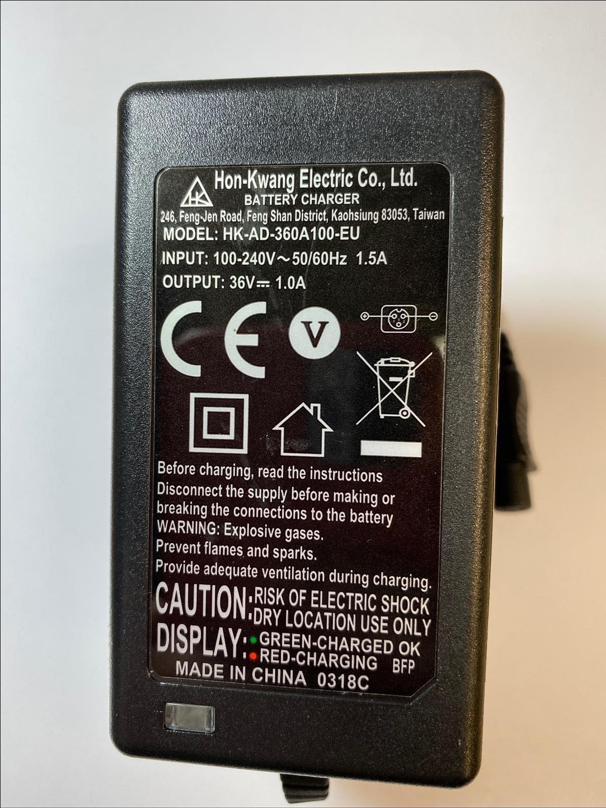 EU 36V 1.0A Battery Charger HK-AD-360A100-EU for RAZOR Hovertrax 2.0