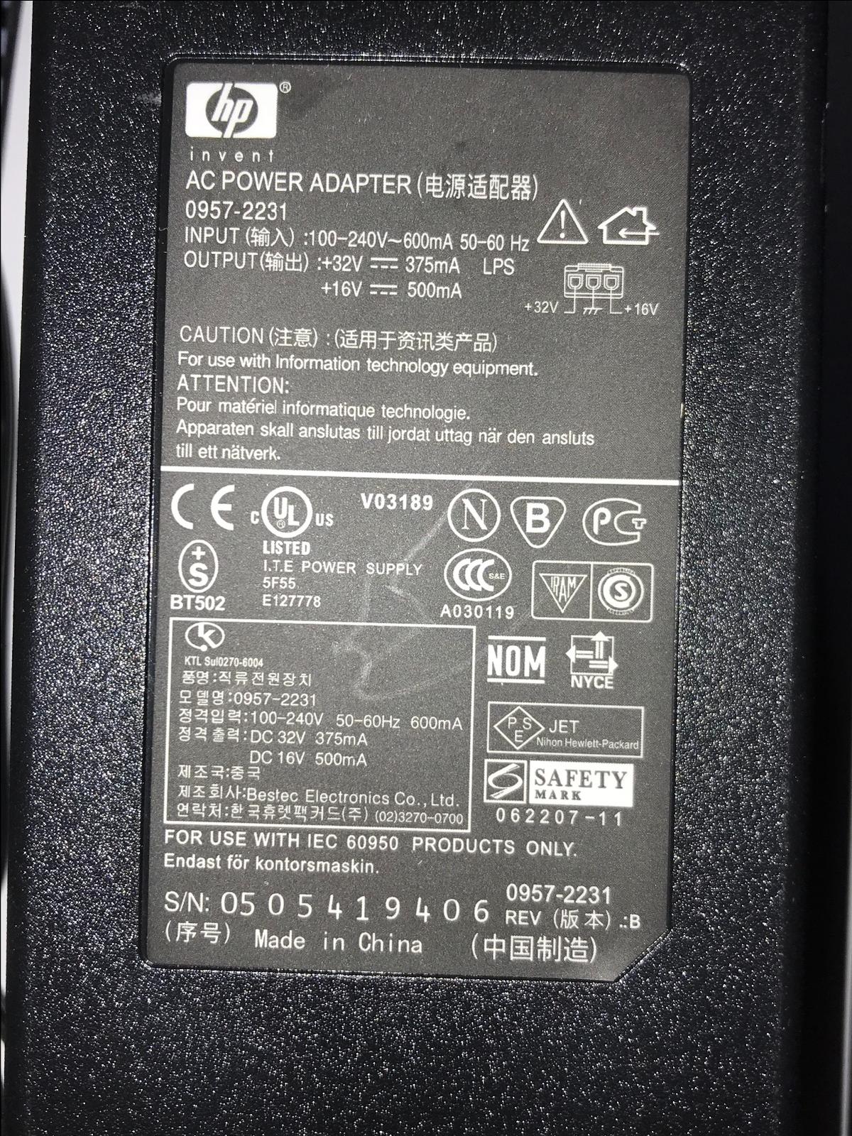 HP 32V 16V AC Adapter 4 C4440, C4450, C4472, C4473 , C4480, C4483, C4485, C4486