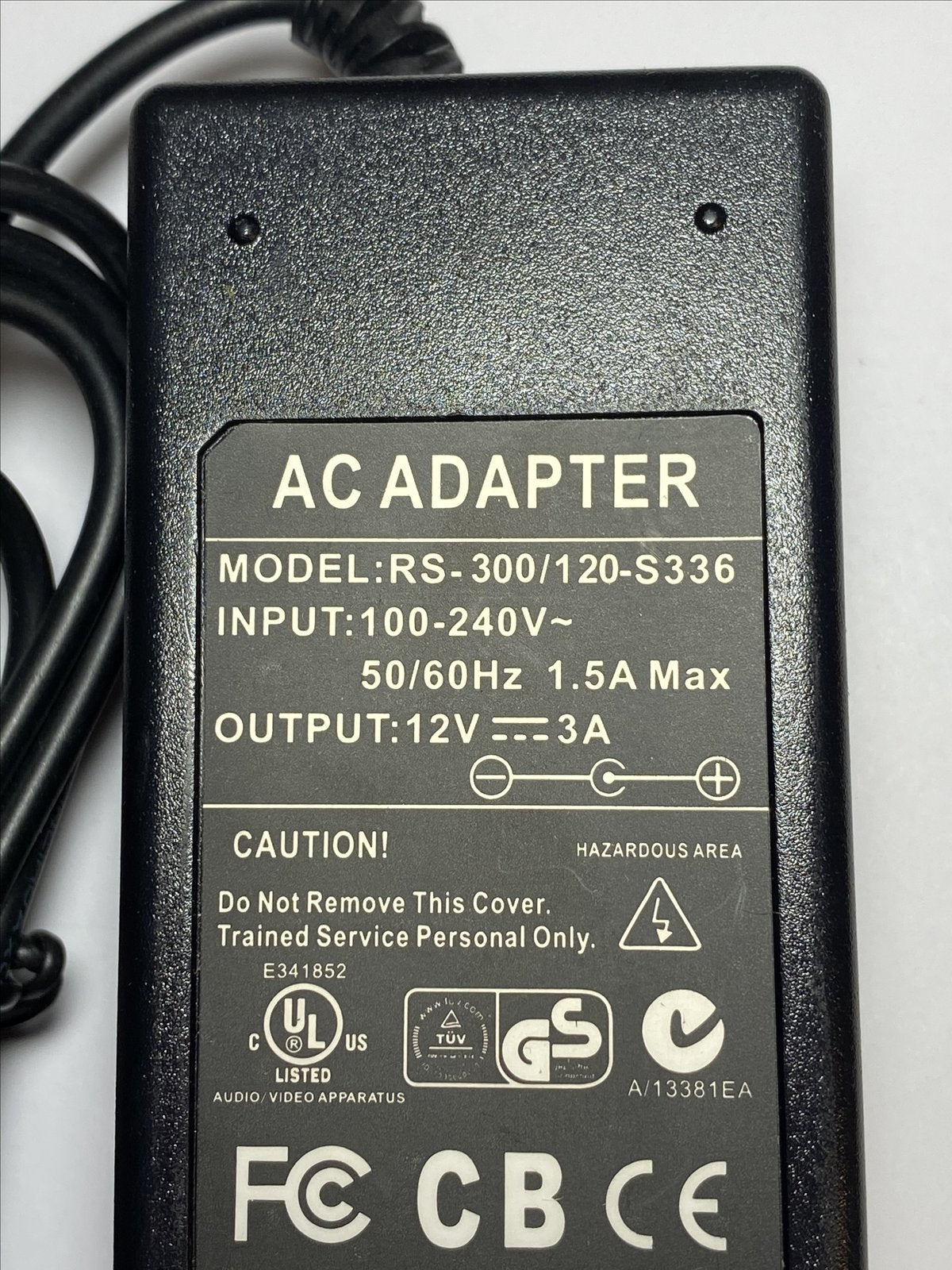 12V 3A AC-DC Switching Adaptor Power Supply PSU 5.5mm x 2.1mm RS-300/120-S336