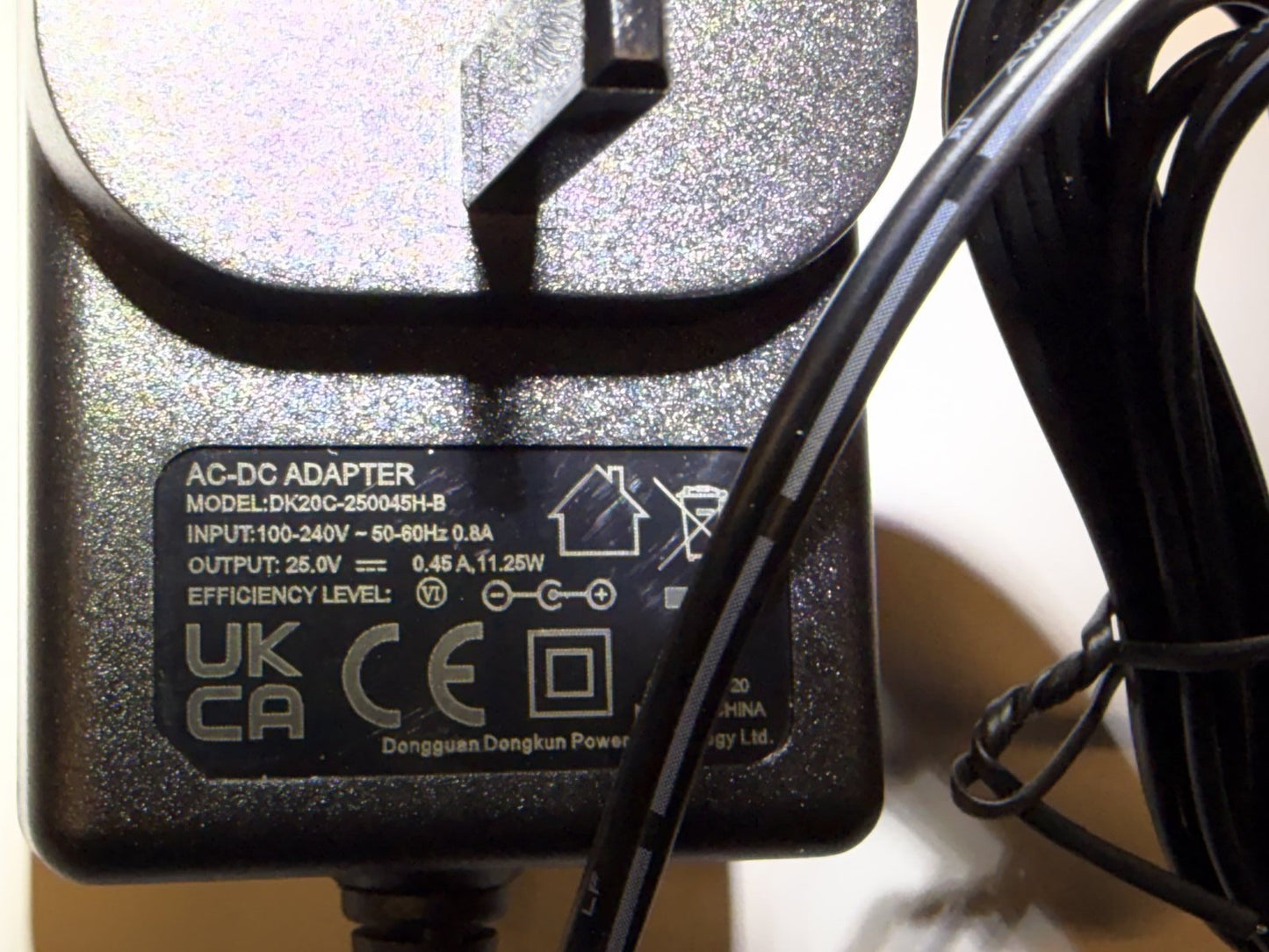 Replacement for 25.0V 0.45A 25V AC-DC Adapter DK20C-250045H-B Charger