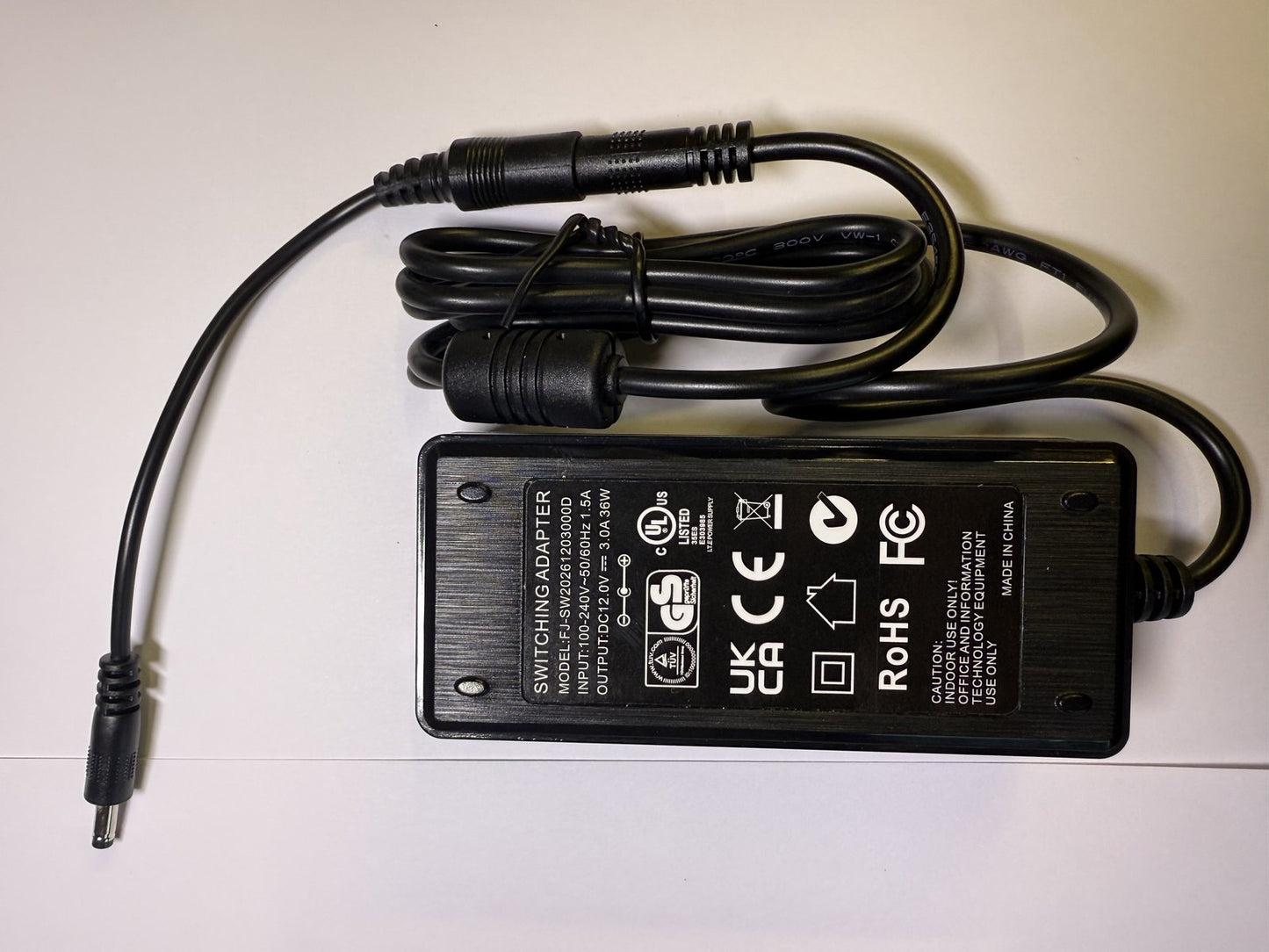 Replacement for 12V 3A AC-DC Switching Adaptor Power Supply 4mm x 1.7mm DC Plug