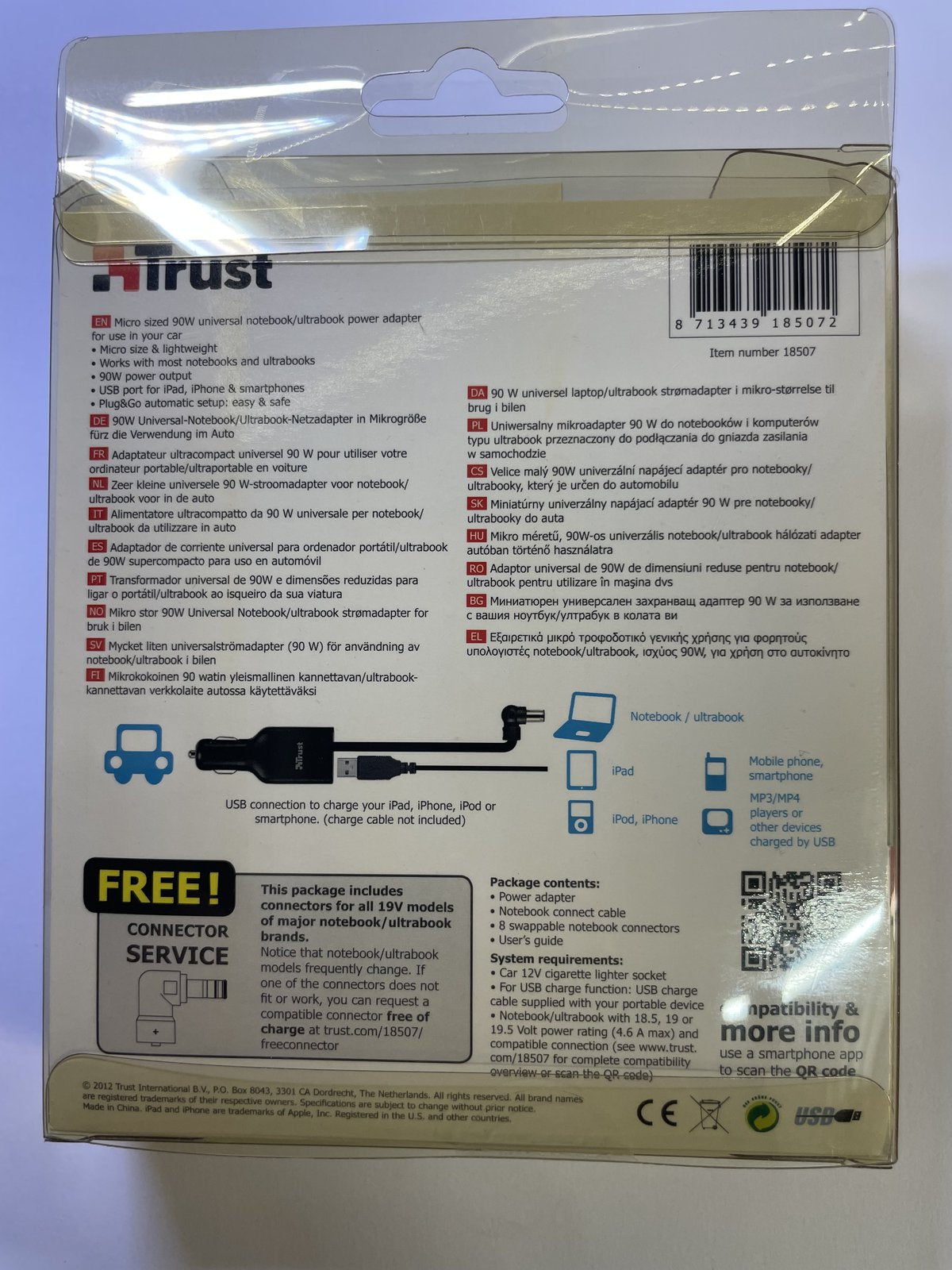 Notebook Power Adapter 90W Car Charger for Asus Compaq Dell Lenovo Fujitsu HP