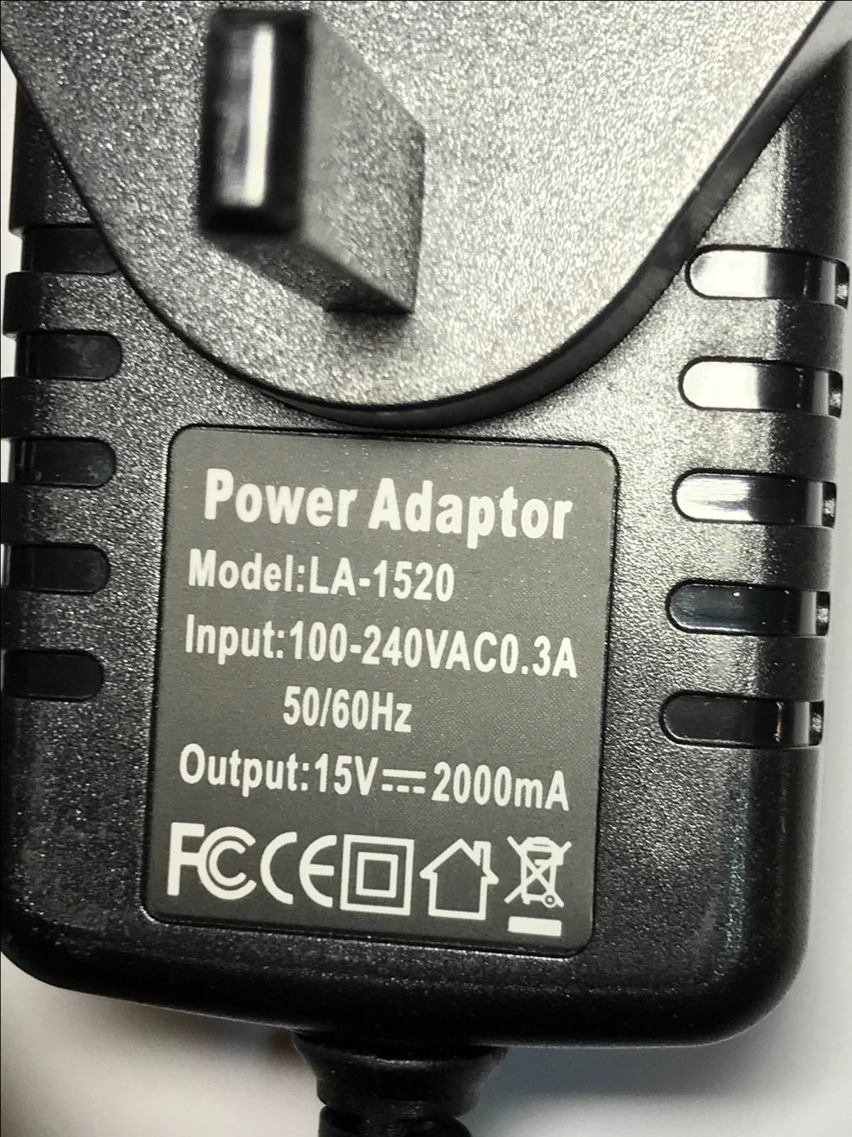 Replacement UK 15V AC-DC Adaptor for Small Portable Bluetooth Speaker SRS-XB3