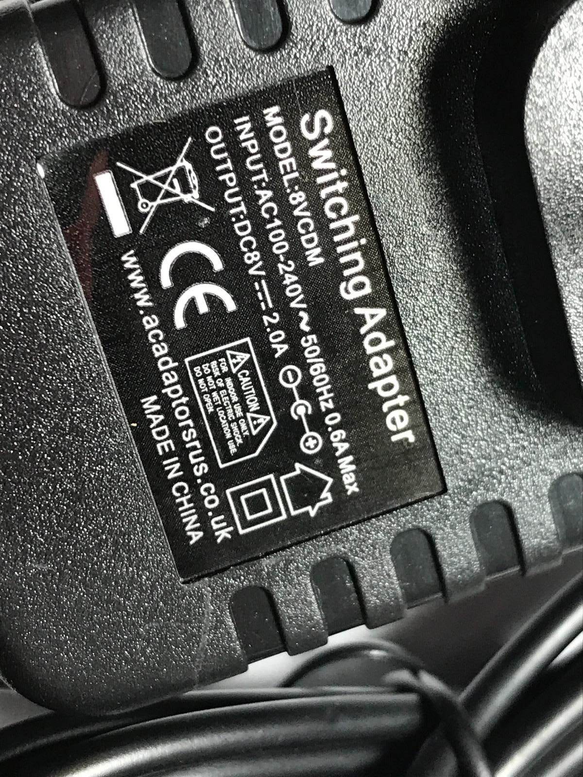 8V Argos DAB Radio AC-DC Adaptor Power Supply to replace 8V 750ma