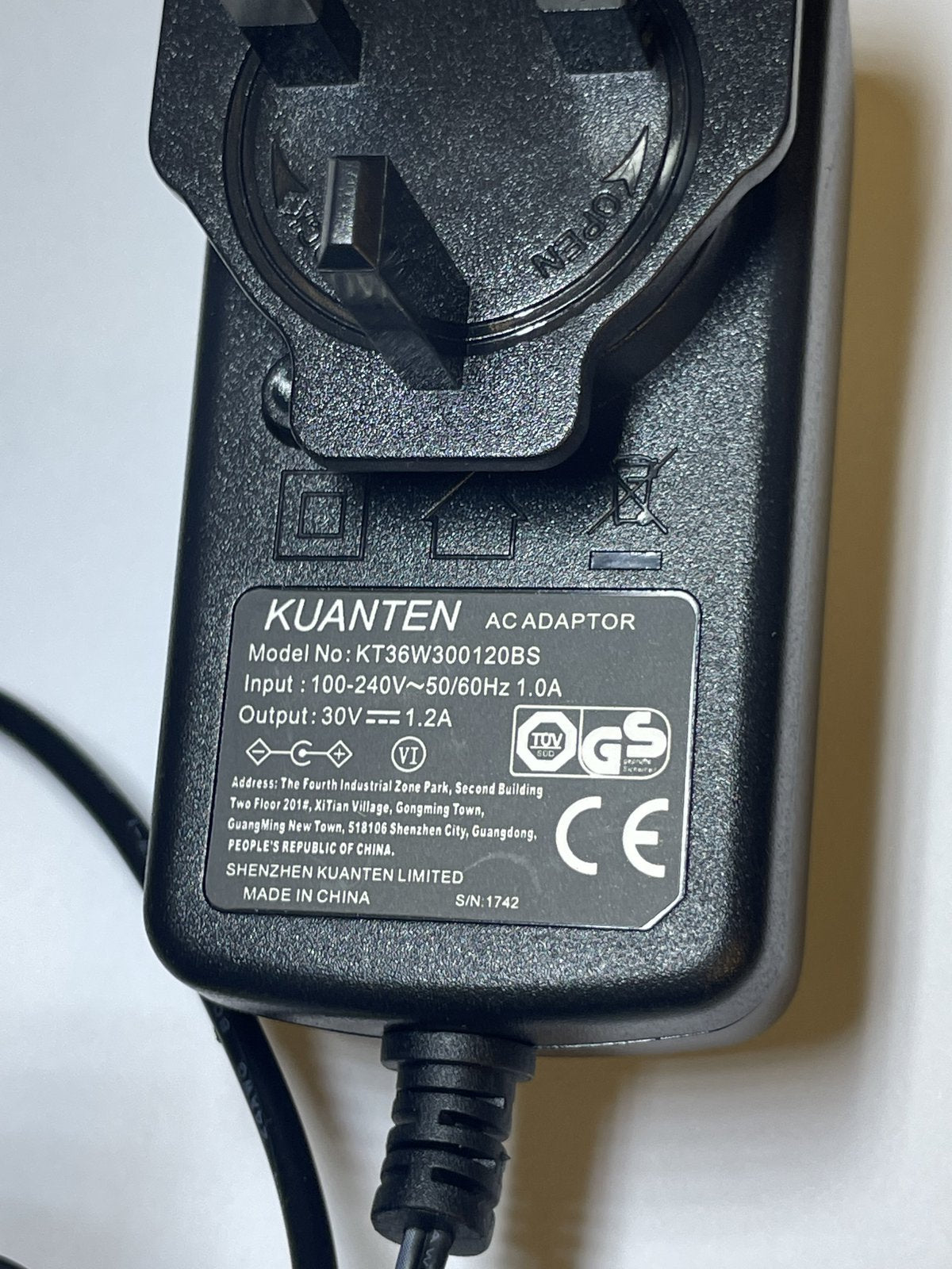 Replacement 30V AC Adaptor for 30V 0.8A Xing Yuan Model XY-3000800-B