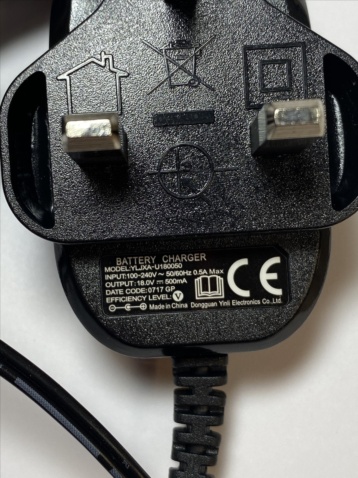 18V 0.5A 5.5mm x 2.1mm AC-DC Adaptor Power Supply Charger 500mA UK Plug