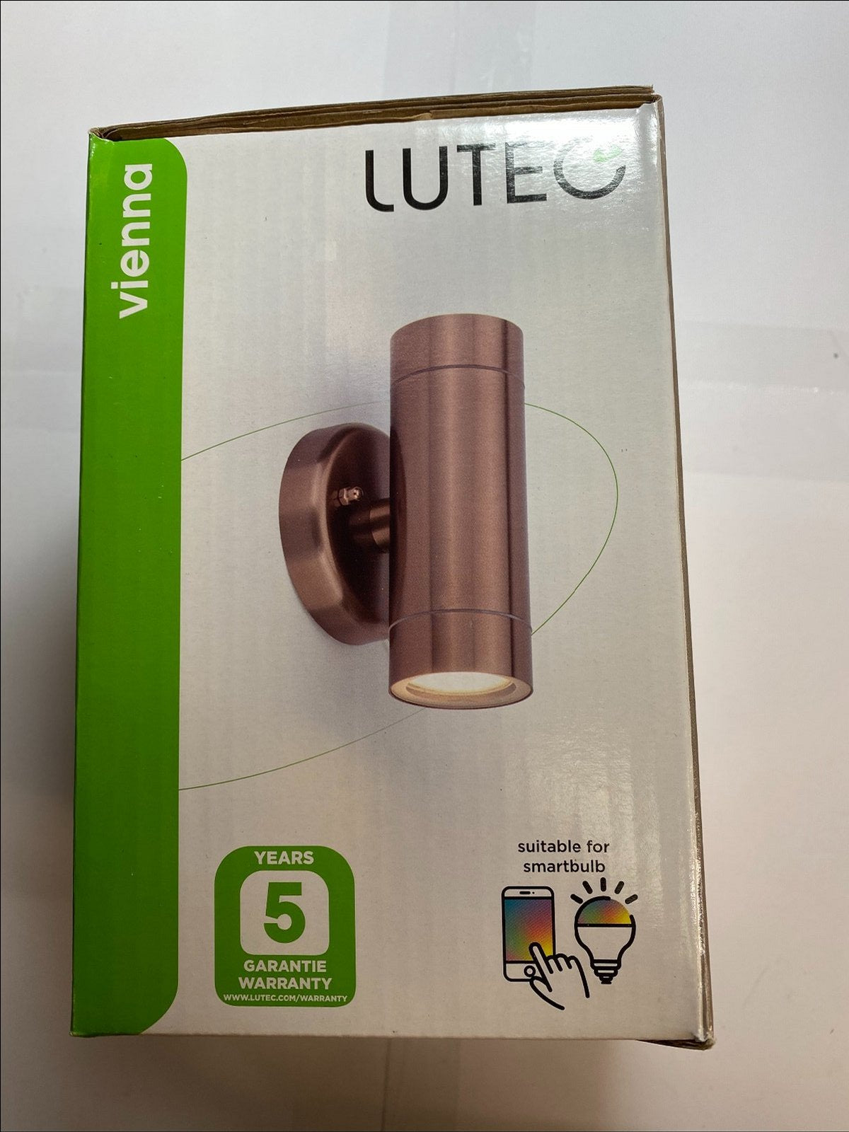 Lutec 5510815306 Copper Vienna Up/Down Light IP44 GU10 PIR for Smartbulb