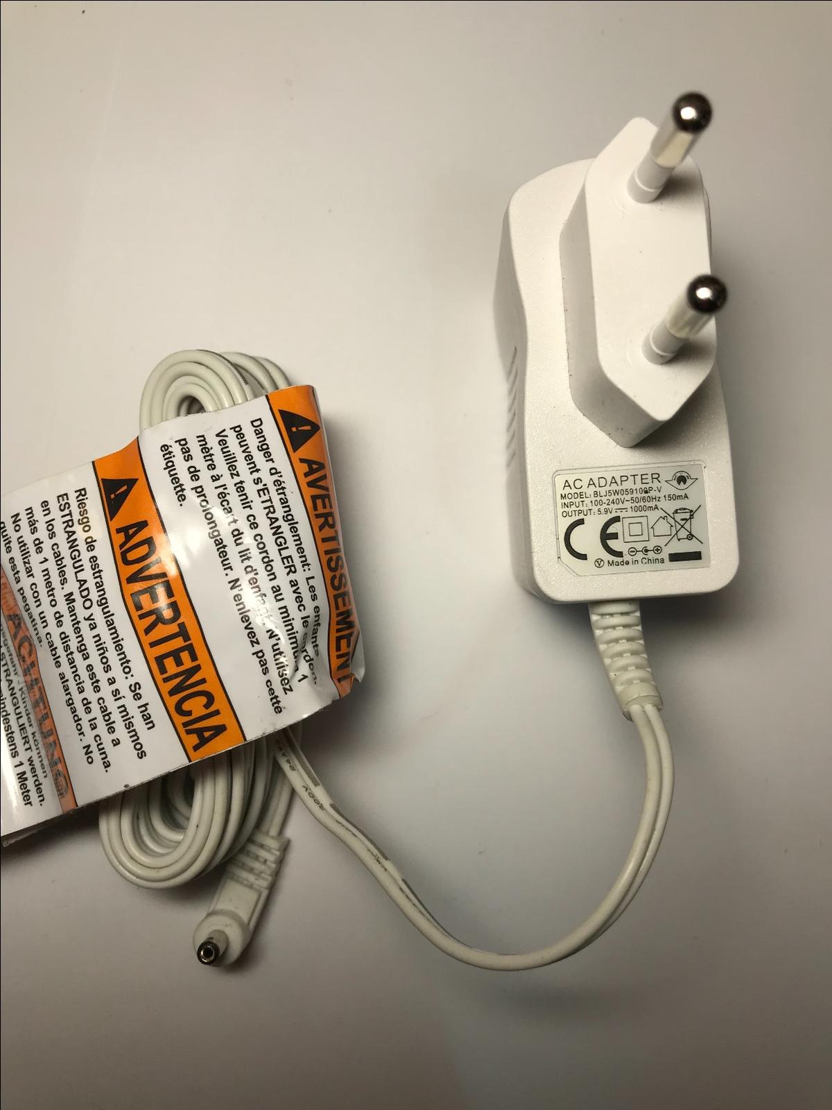 Genuine EU 5.9V 1000mA AC Adapter model BLJ5W059100P-V Baby Monitor Charger