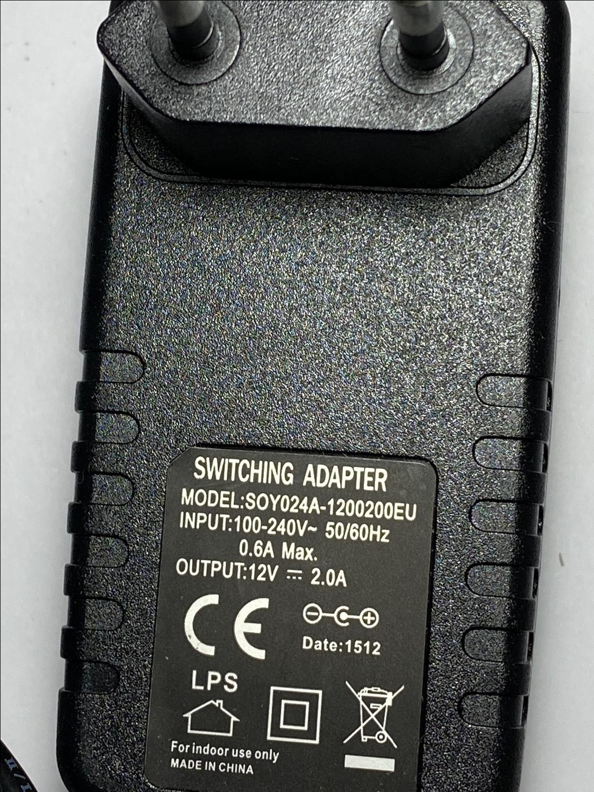 EU 12V 2.0A 2A AC-DC Switching Adaptor Power Supply model SOYA024A-1200200EU