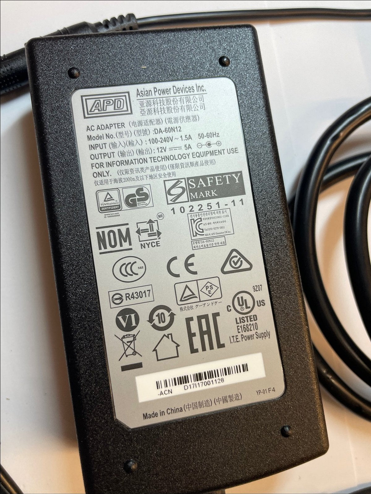 12V 5A UK Replacement Switching Power Adapter for Roland FR-3SB_WH Digital piano