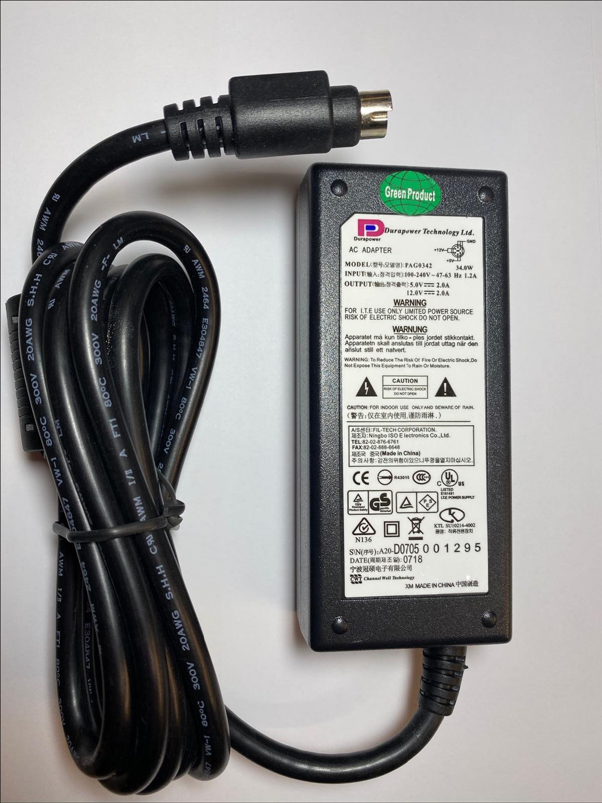 Replacement for 6 Pin 12V 2A 5V 2A Power Supply XH34W-12-5 AC-DC Adaptor UK Plug