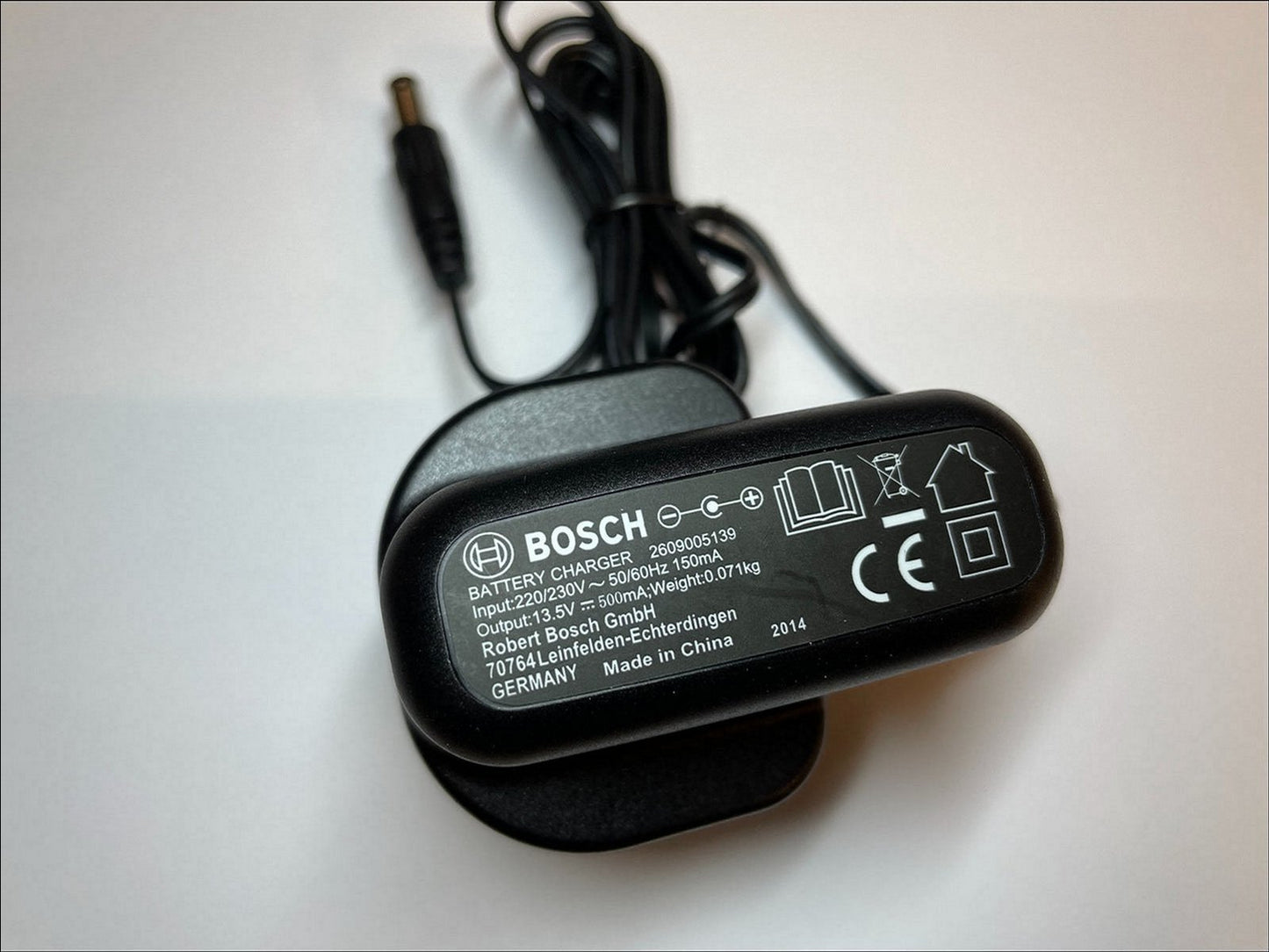 13.5V 500mA Bosch Battery Charger Constant Current 0.5A 5.5mm x 2.1mm / 2.5mm UK