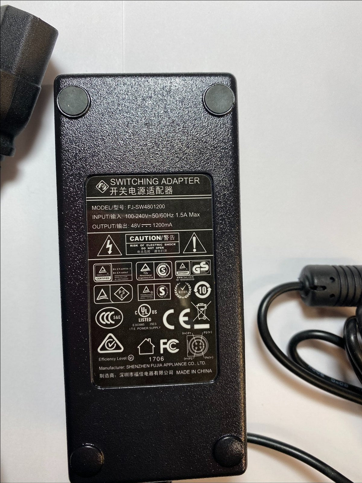 Replacement 48V 1200mA Switching Adapter Power Supply 4 Pin FJ-SW4801200