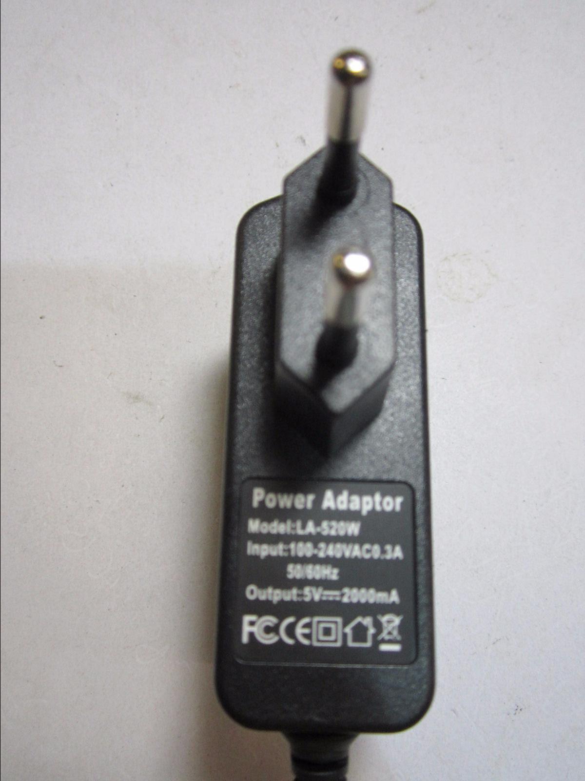 Genuine EU 2 Pin 5V 2000mA 2A Power Adaptor AC-DC Supply Model LA-520W 2.5 x 0.8