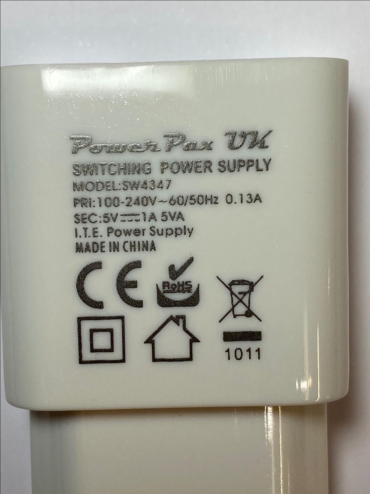 EU 5V 1A 5VA Switching Power Supply SW4347 ITE Power Supply USB Mains Plug White