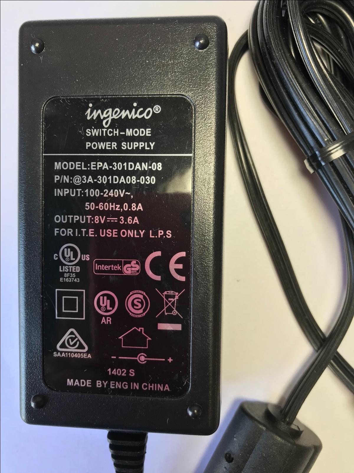 INGENICO SWITCH-MODE POWER SUPPLY EPA-301DAN-08 @3A-301DA08-030 ORIGINAL PART