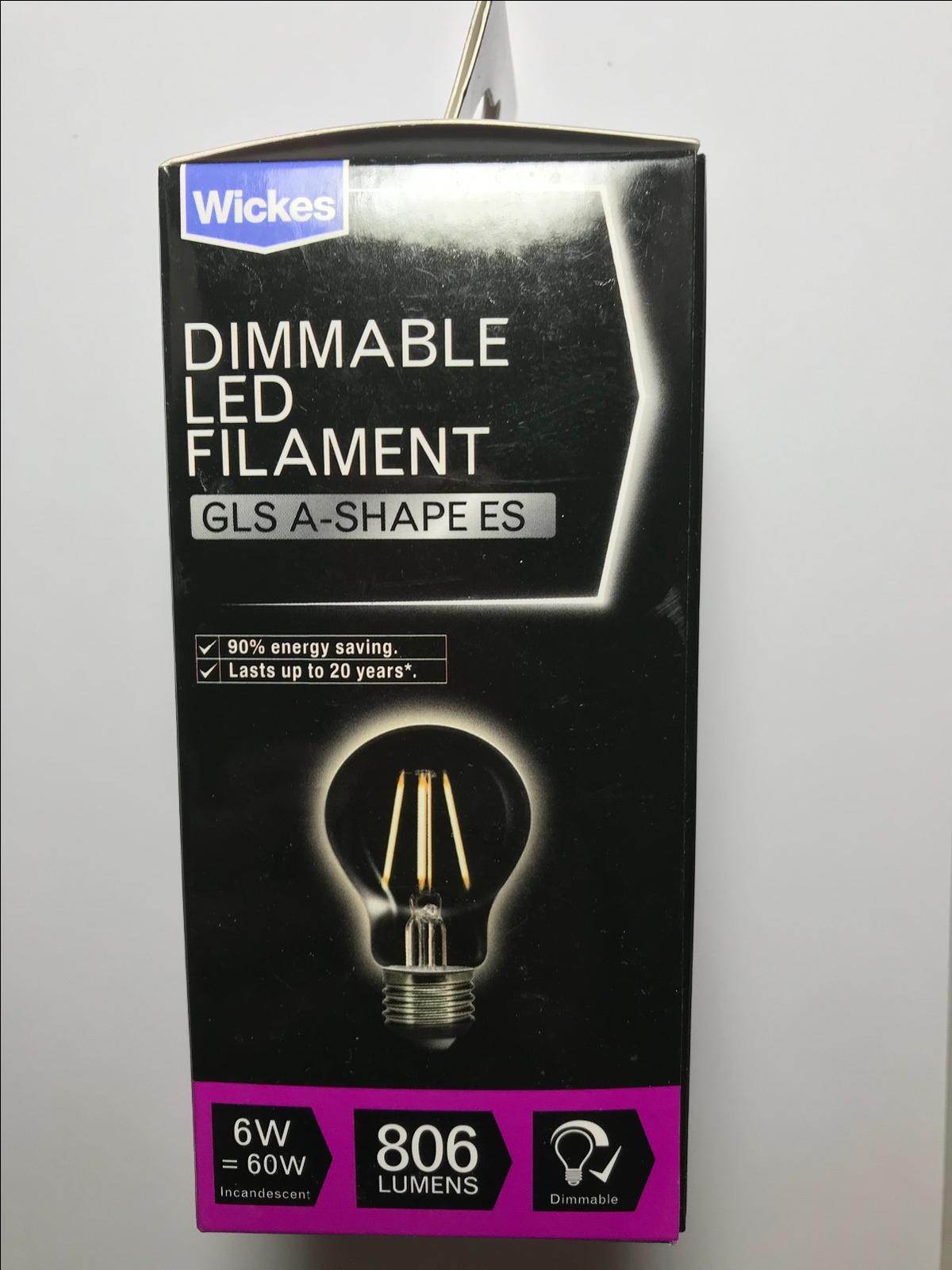 4 x Wickes Vintage Filament LED Dimmable GLS Bulb 6W E27 Edison Screw Warm White