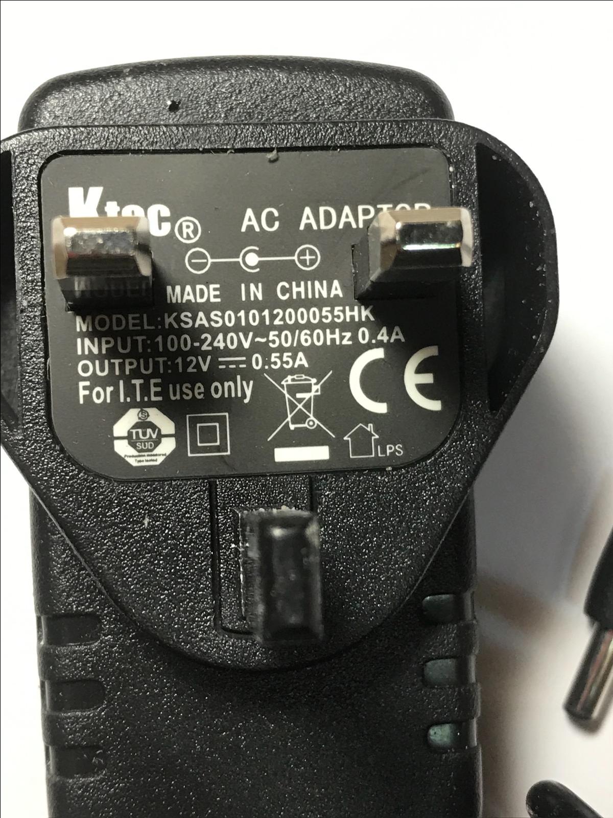 UK 12V 0.55A KTEC AC Adaptor model KSAS0101200055HK Power Supply