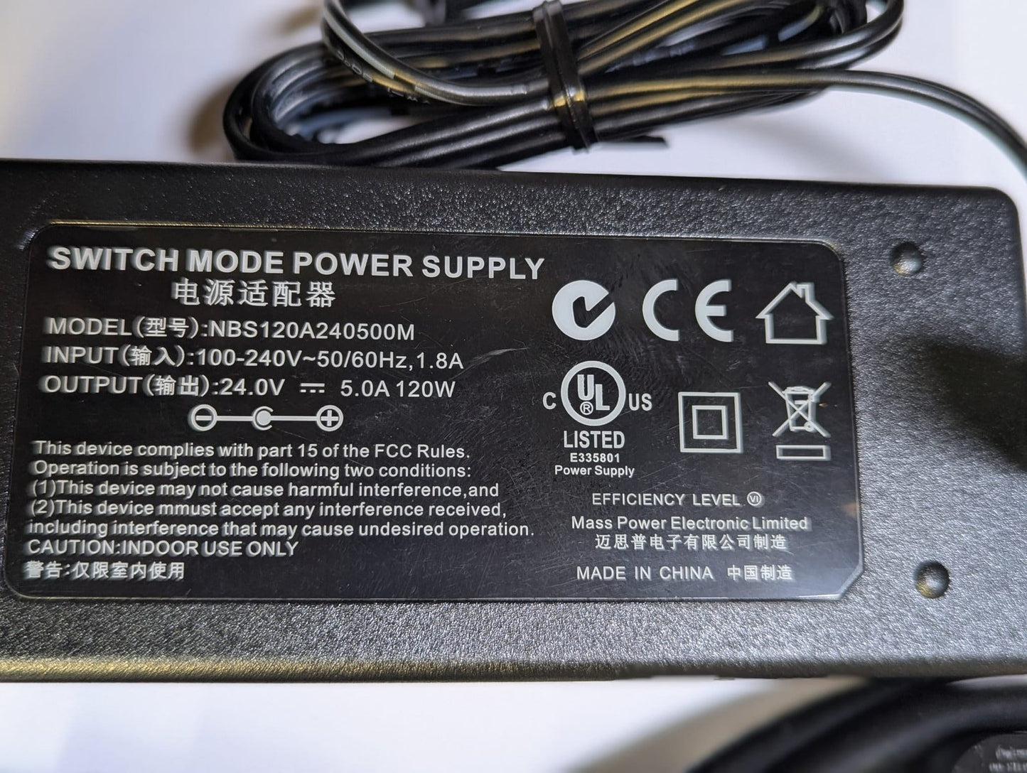 24V 5A AC-DC Adaptor Power Supply with 4 Pin Din LEFT 2 Positive Pins + UK Lead