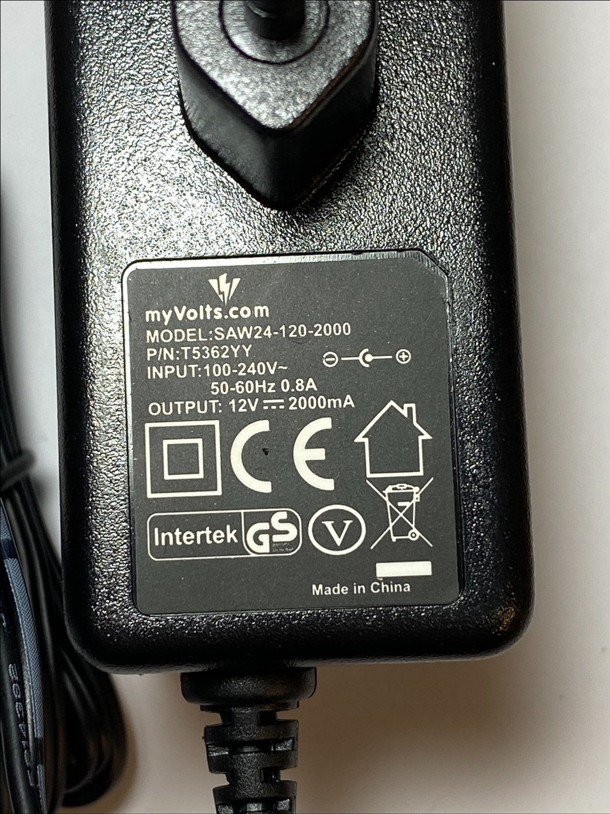 EU 12V 2000mA model SAW24-120-2000 AC-DC Adaptor 5.5mm x 2.5mm T5362YY