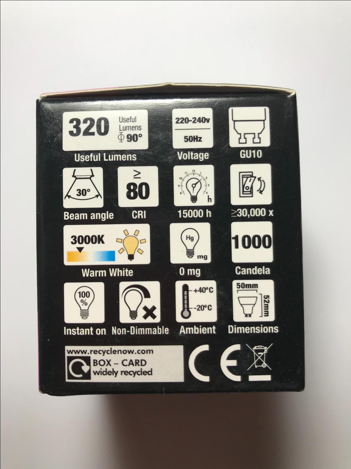 10 x 5W Full Glass LED GU10 CREE 5W = 50W Wickes Warm White Spotlight Lamp Bulbs