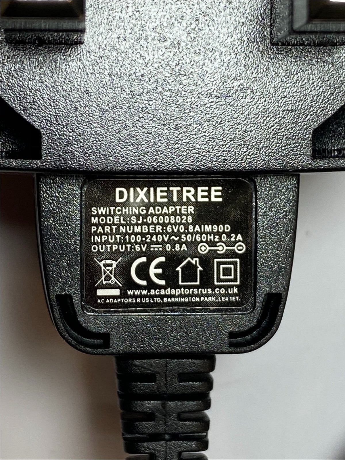 6V 800mA Mains AC/DC Switching Adaptor Charger for model OH-1048A0600800U-BZ