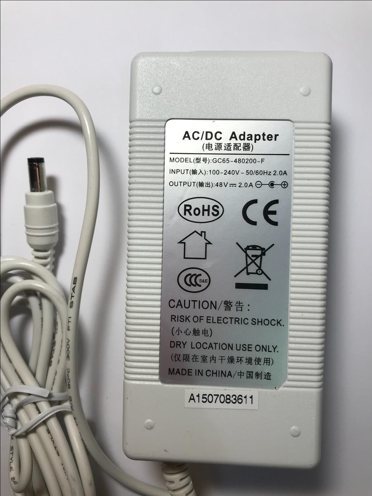 48V AC-DC Adapter Power Supply for NU60-F480125-1NN Netgear GS108P POE Switch