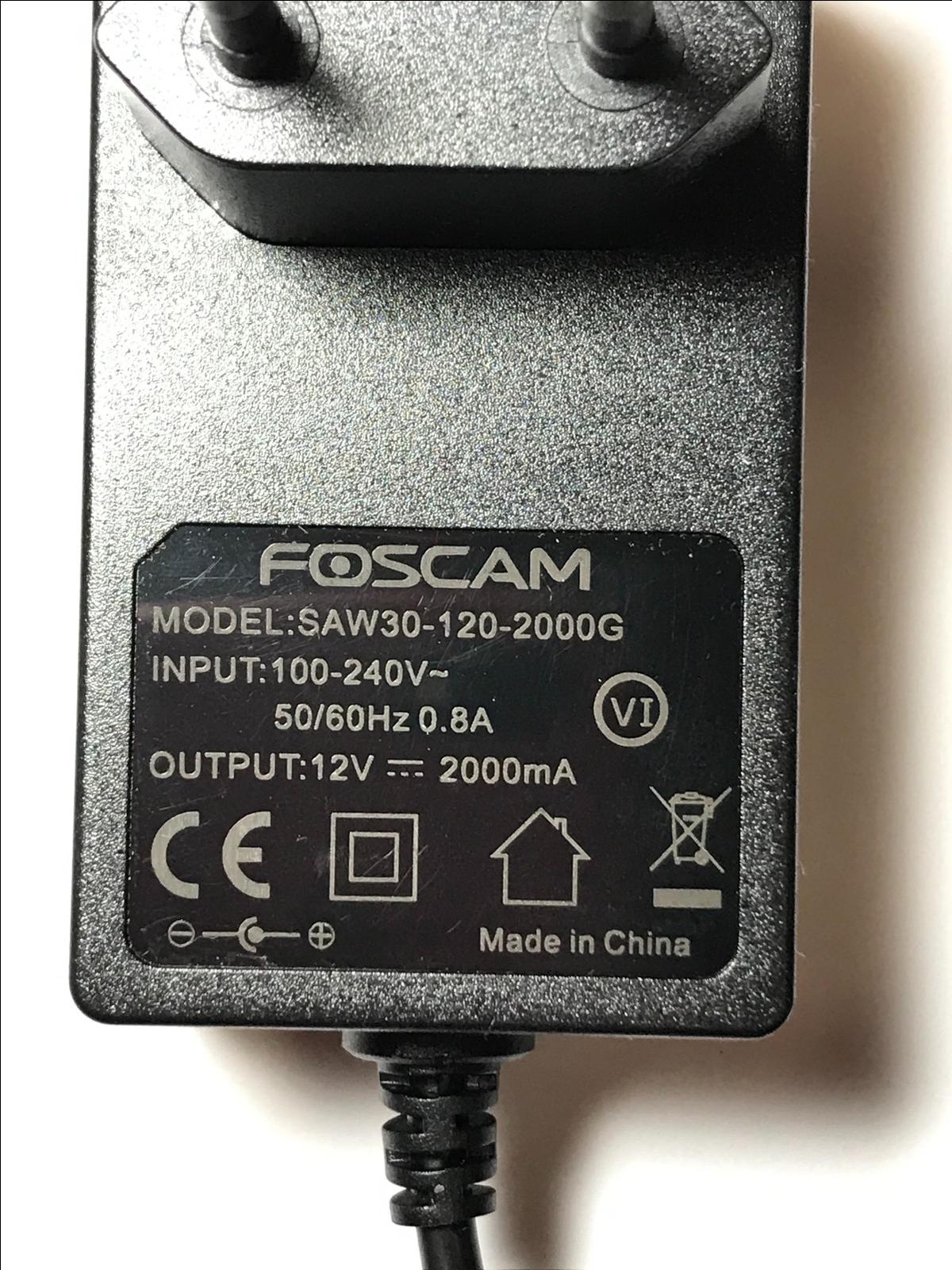 EU FOSCAM 12V 2000mA model SAW30-120-2000G AC-DC Adaptor Power Supply European