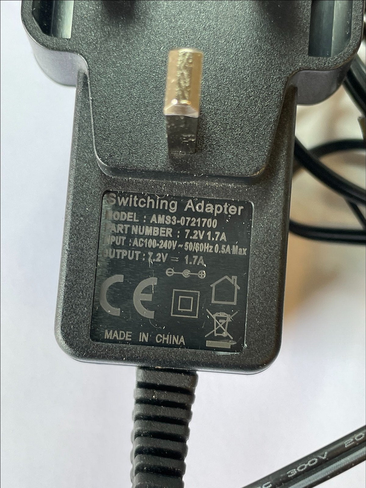 7.2V 1.7A AC-DC Switching Adaptor Power Supply 4.8mm x 1.7mm UK Plug