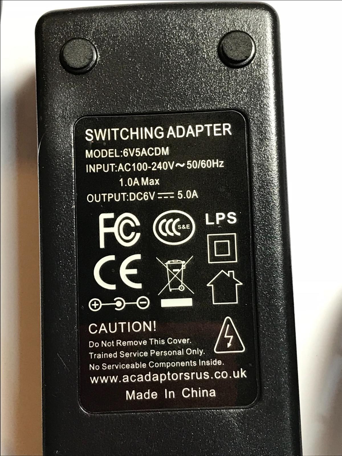 Replacement AC Adaptor Charger for 6V 3A 6.0V 3.0A Virgin Telly Tablet VM_MD_001