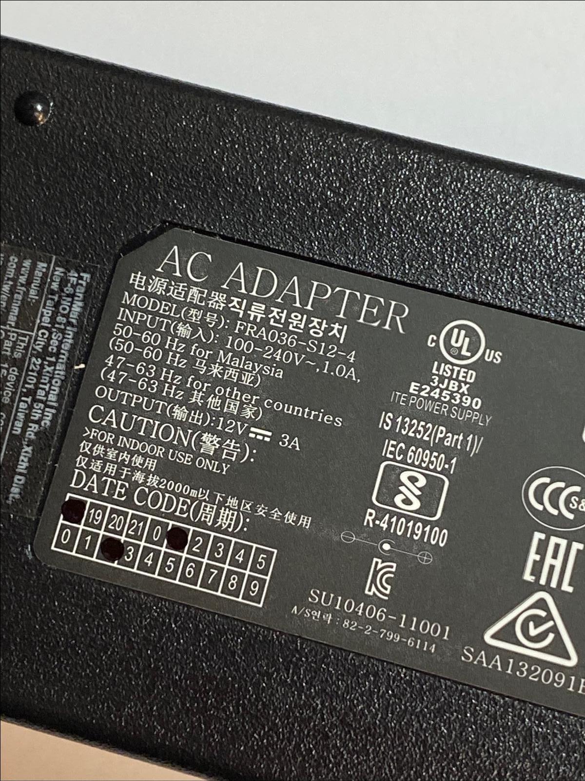 Replacement for SII 12V 3.0A AC Adapter PW-0012-WH-W2 AC-DC ADAPTOR PSU
