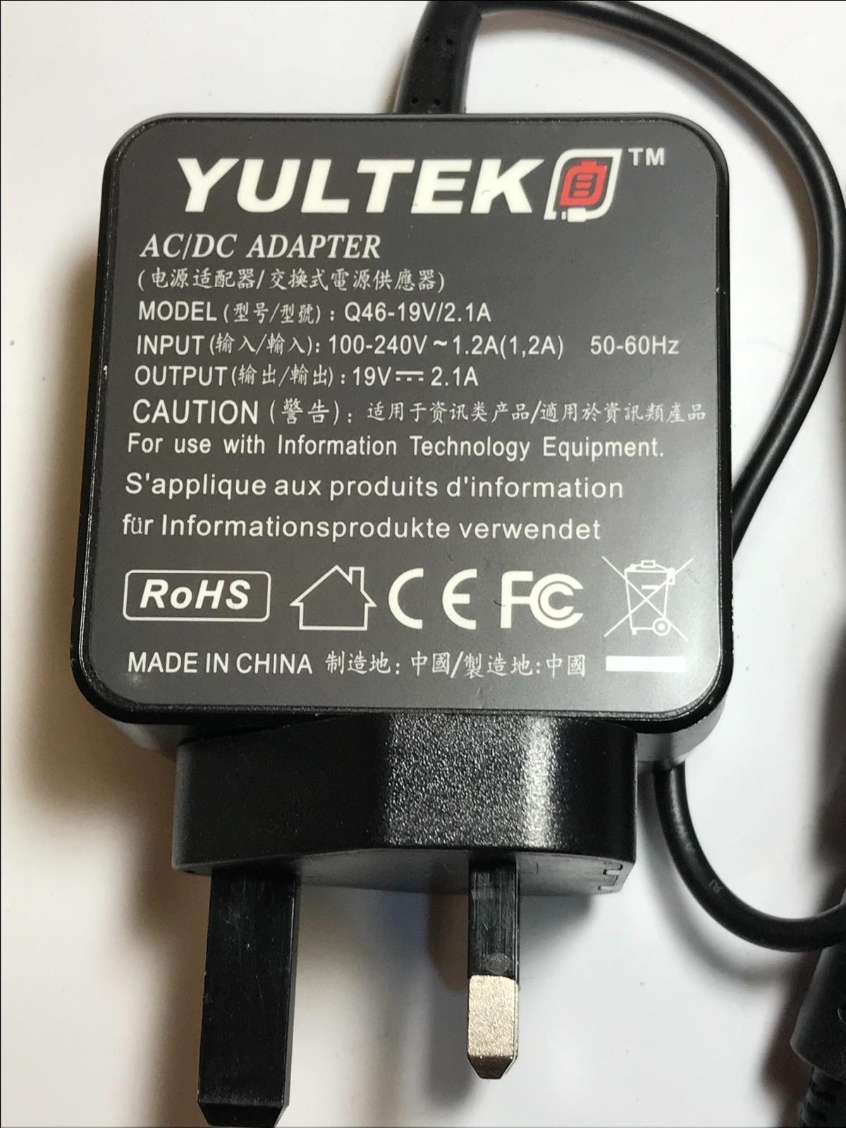 Yultek AC/DC Adapter Q46-19V/2.1A 19V 2.1A 3.0mm x 1.1mm Charger