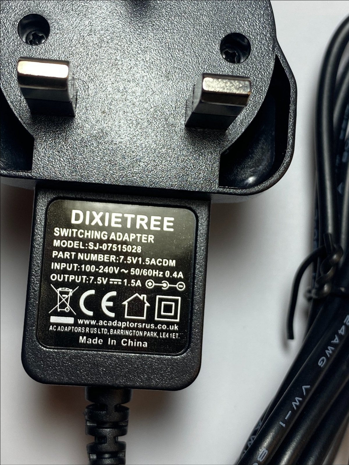 Replacement 7.5V AC-DC Adaptor Power Supply for Leica ROTEO 35G Laser Level