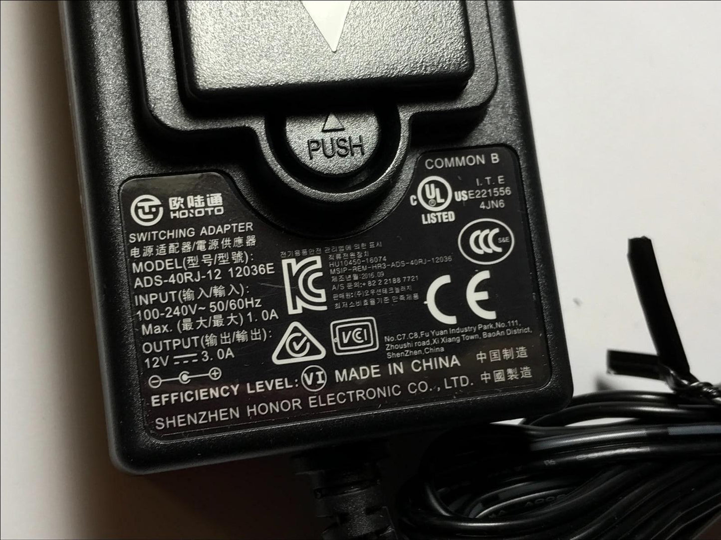 Genuine ADS-40RJ-12 12036E Switching Adapter 12V 3.0A EU Plug