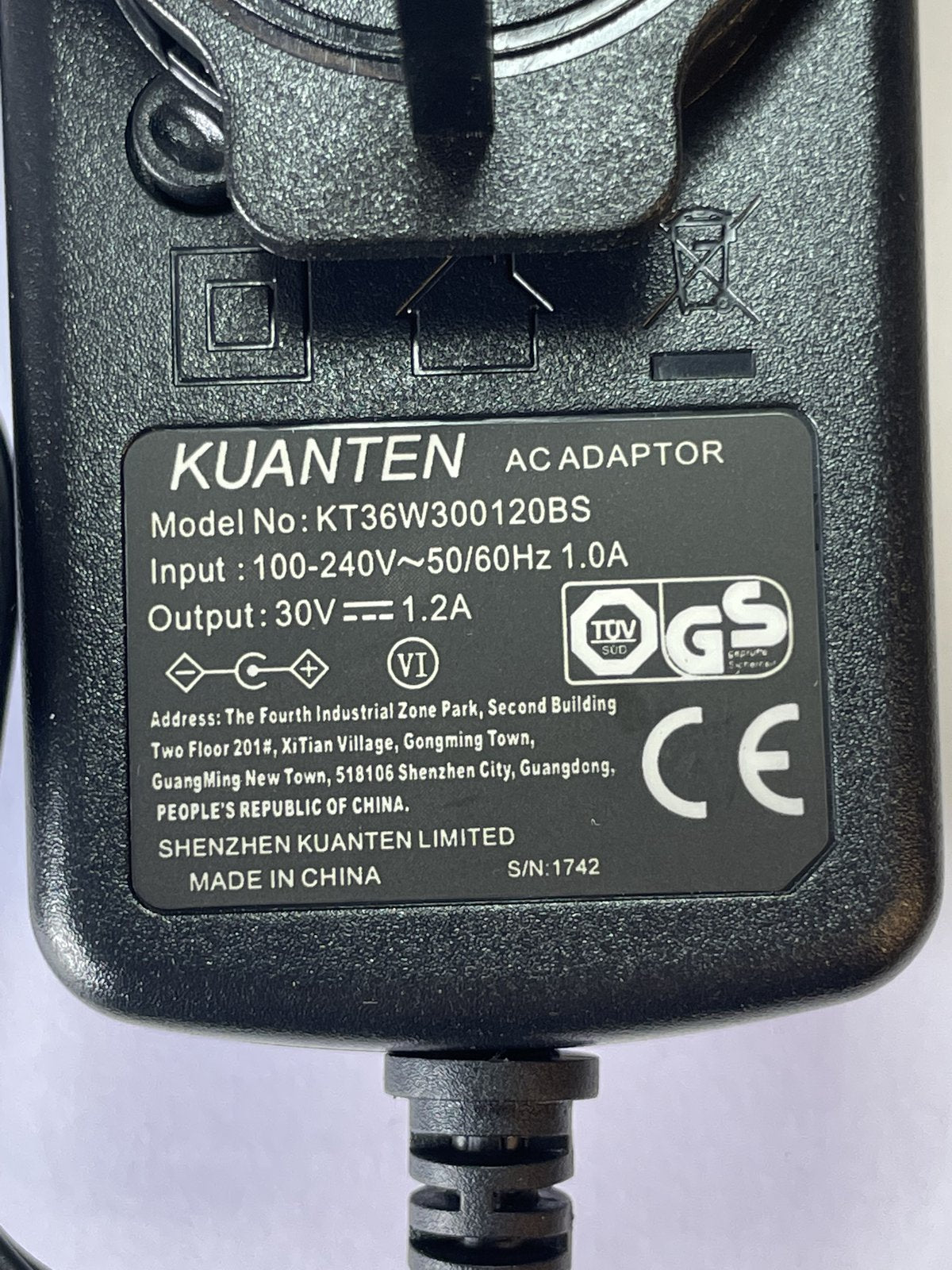 Replacement 30V 1.2A AC-DC Adaptor for XP Power ACM36U530 Power Supply